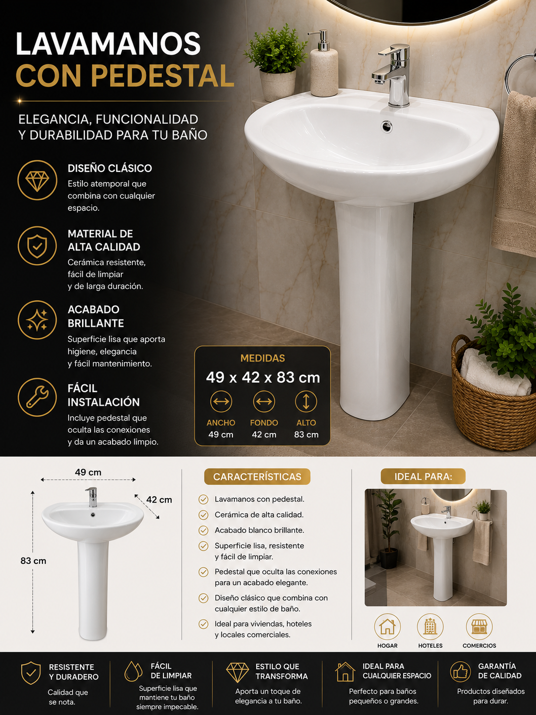 Lavamanos con pedestal